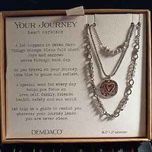 Demdaco Silver and Gold Heart Necklace with Pearl Accents 16 " chain